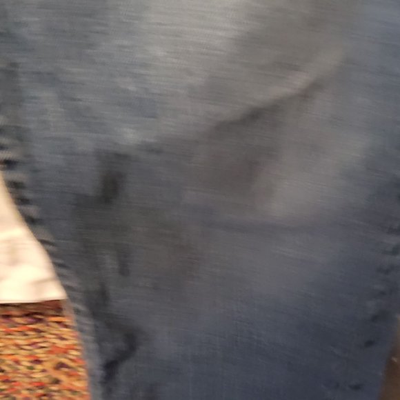 Levis 515 Dark Blue Bootcut Womens 16 Short Distressed Bottom Edge - Picture 14 of 15